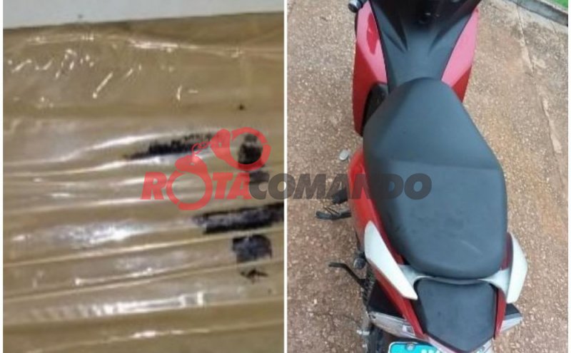 Policia Militar apreende droga e recupera mais uma motoneta furtada, na BR 429.