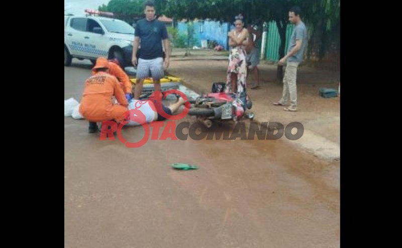 Acidente de trânsito na Avenida Cacoal deixa idoso ferido