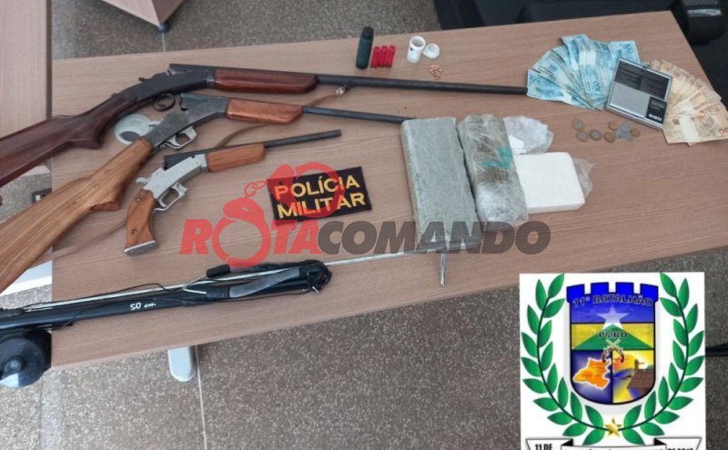 11º BPM - Após denuncia Polícia Militar apreende drogas e armas na zona rural de Urupá/RO.
