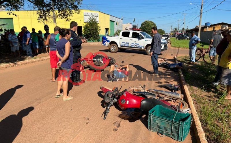 Duas pessoas ficaram feridas em colisão envolvendo  duas motocicletas em São Francisco do Guaporé