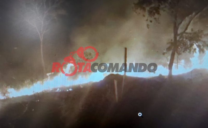 Incêndio em pastagem mobiliza Polícia Militar e caminhão-pipa em Alvorada do Oeste